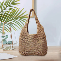 Women Straw Woven Shoulder Hand Large Weaving Casual for Vacation