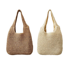 Women Straw Woven Shoulder Hand Large Weaving Casual for Vacation