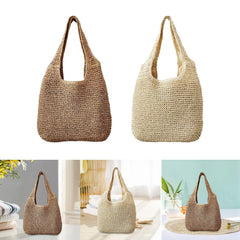 Women Straw Woven Shoulder Hand Large Weaving Casual for Vacation