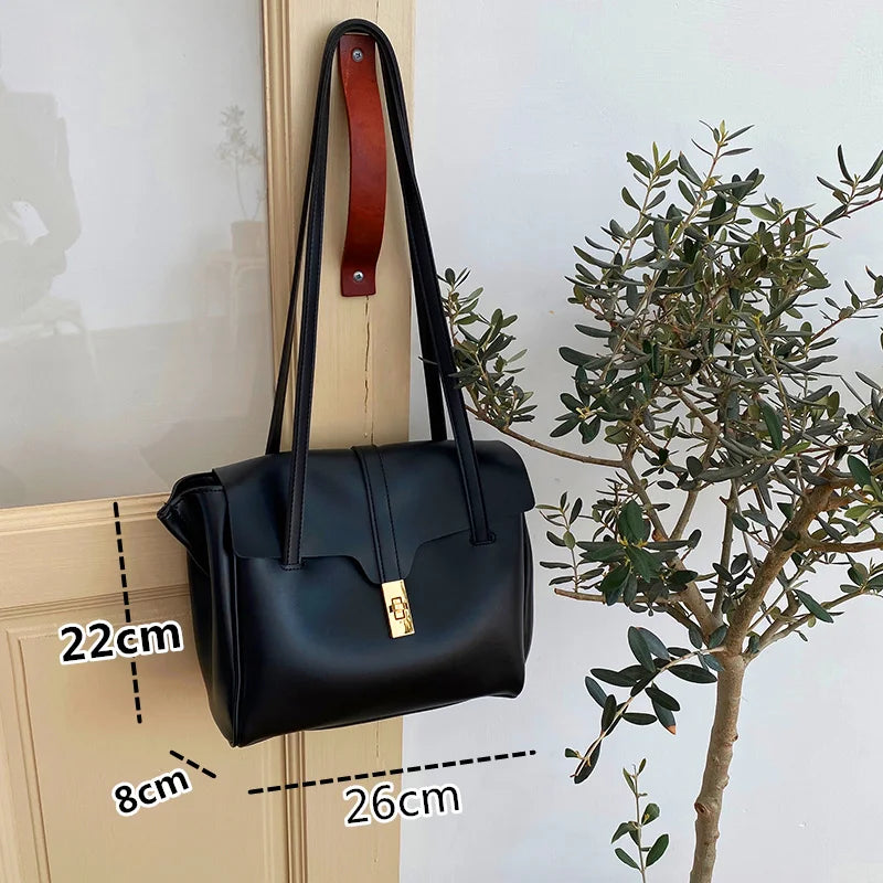 Women Stylish Soft Leather Flap Tote Bag Top PU Leather Shoulder Crossbody Bags