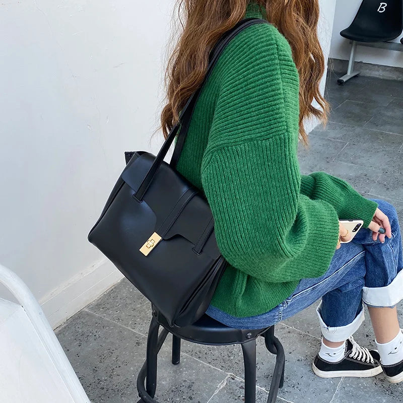 Women Stylish Soft Leather Flap Tote Bag Top PU Leather Shoulder Crossbody Bags
