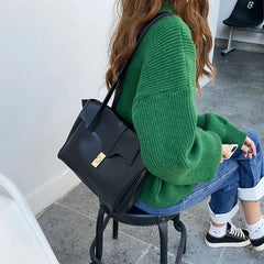 Women Stylish Soft Leather Flap Tote Bag Top PU Leather Shoulder Crossbody Bags