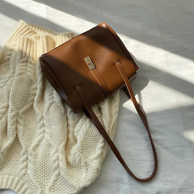 Women Stylish Soft Leather Flap Tote Bag Top PU Leather Shoulder Crossbody Bags