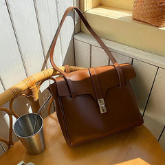 Women Stylish Soft Leather Flap Tote Bag Top PU Leather Shoulder Crossbody Bags