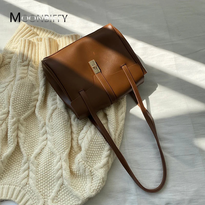 Soft Leather Flap Tote Bag Top PU Leather Shoulder Crossbody Bags