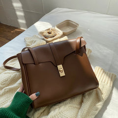 Soft Leather Flap Tote Bag Top PU Leather Shoulder Crossbody Bags