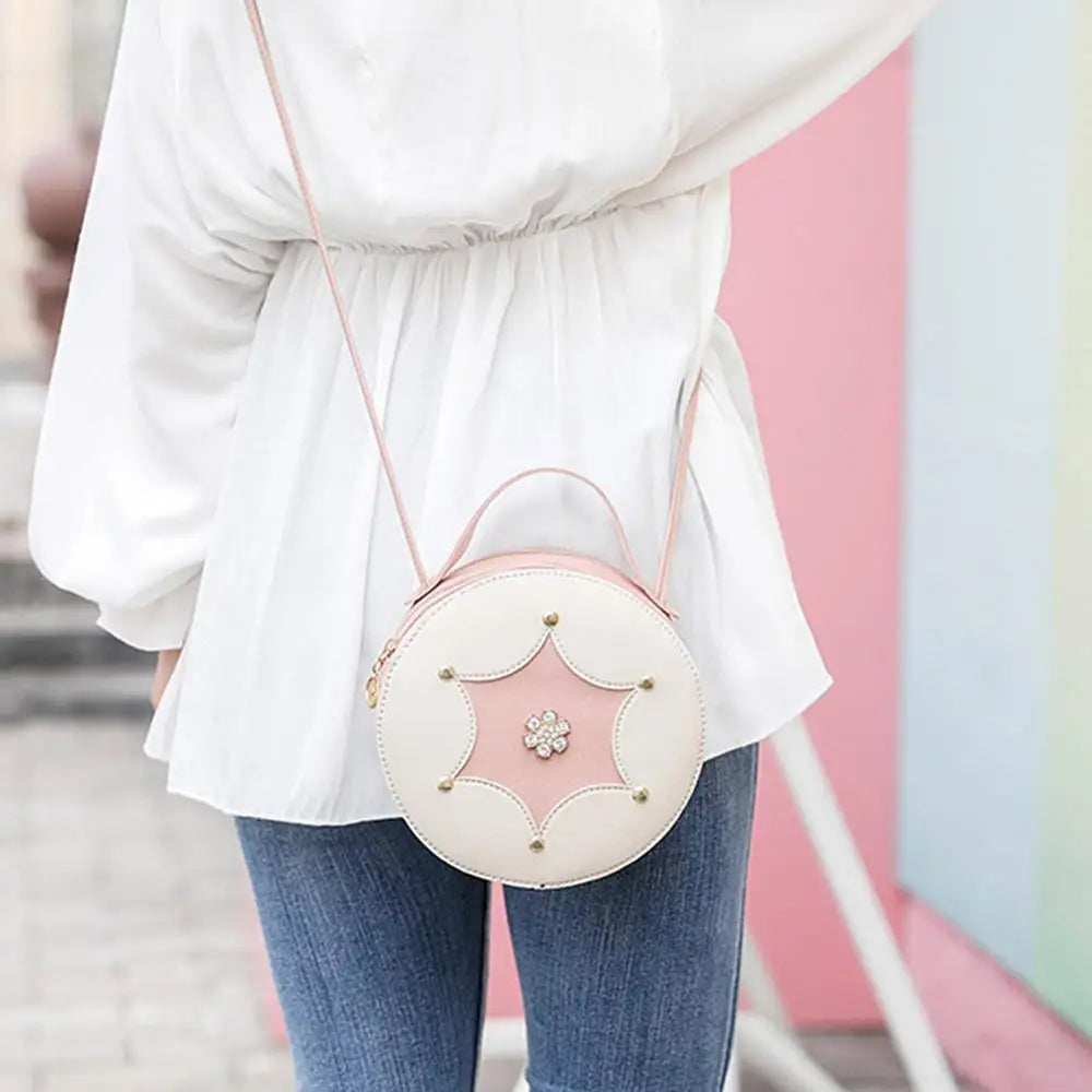 Women Rhinestone Round Shoulder Bag Handbag Crossbody Pouch