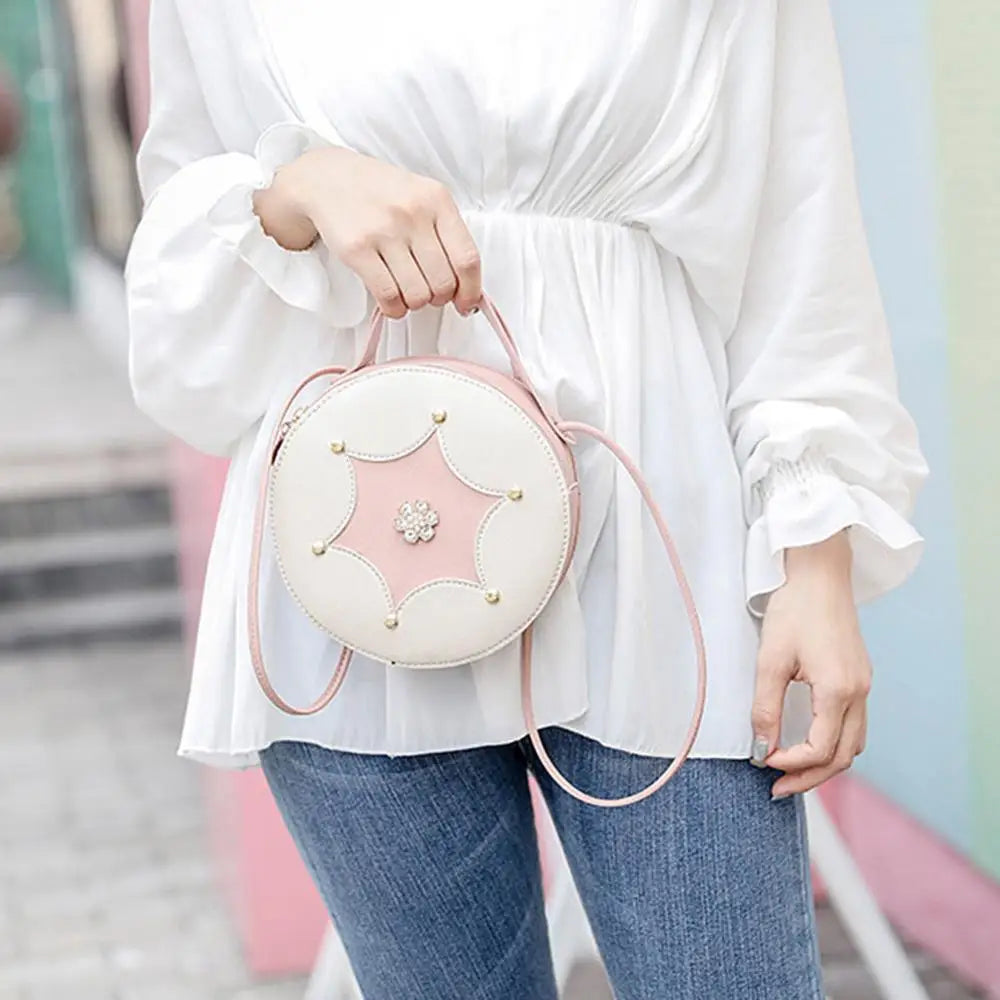Women Rhinestone Round Shoulder Bag Handbag Crossbody Pouch