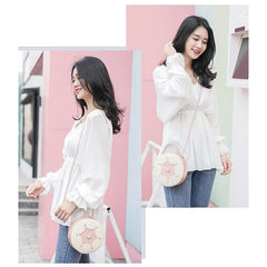 Women Rhinestone Round Shoulder Bag Handbag Crossbody Pouch
