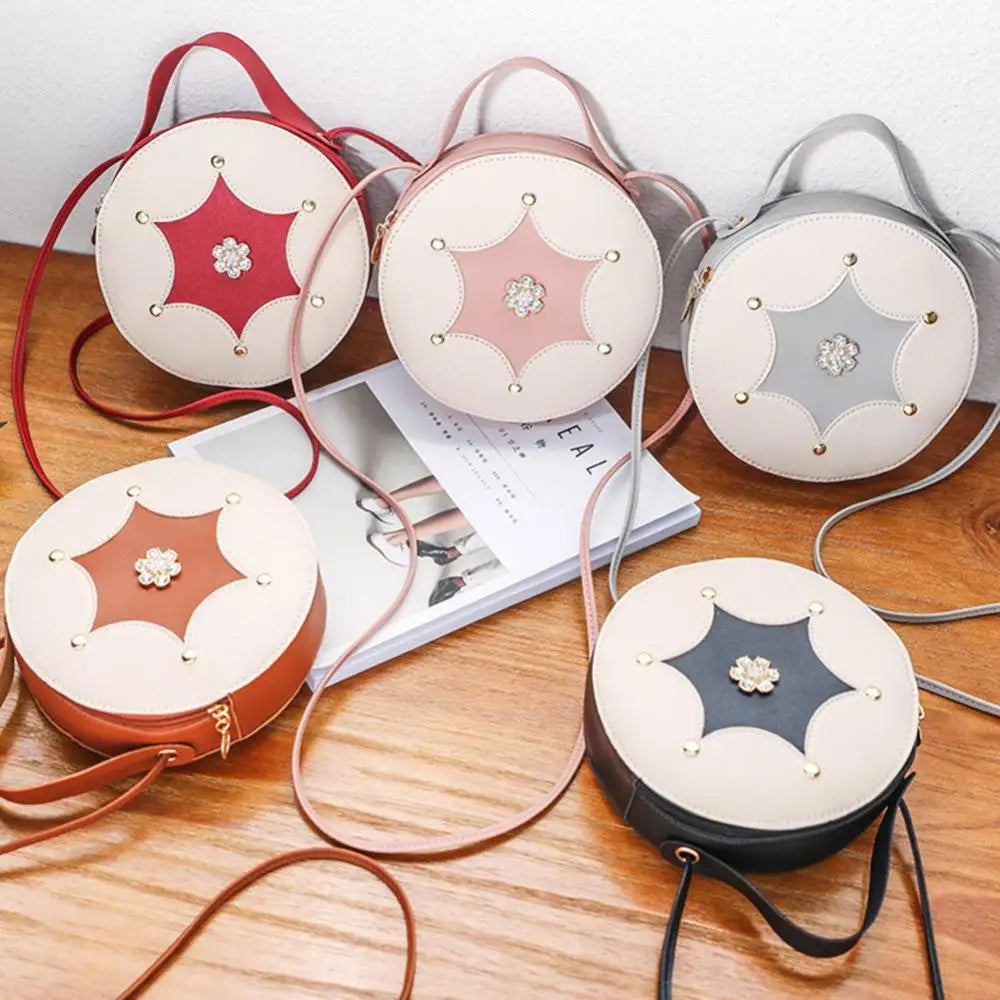Women Rhinestone Round Shoulder Bag Handbag Crossbody Pouch