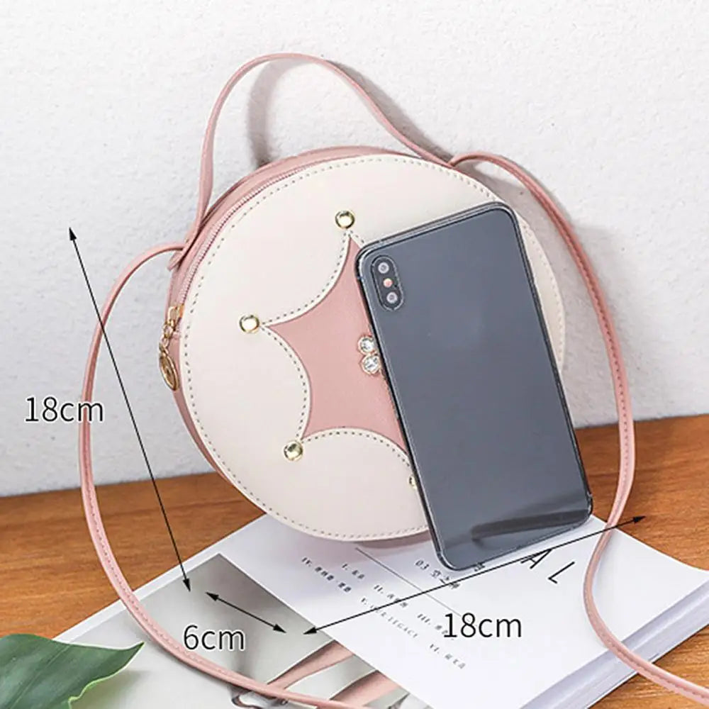Women Rhinestone Round Shoulder Bag Handbag Crossbody Pouch