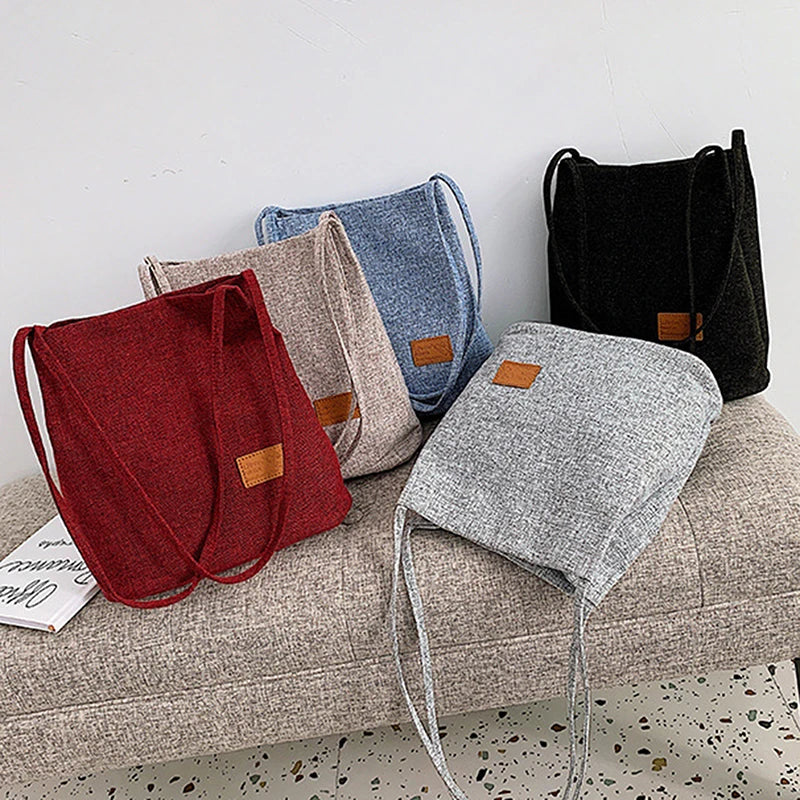 Women Linen Beach Bag Large Capacity Shoulder Tote Casual Travel Shopping