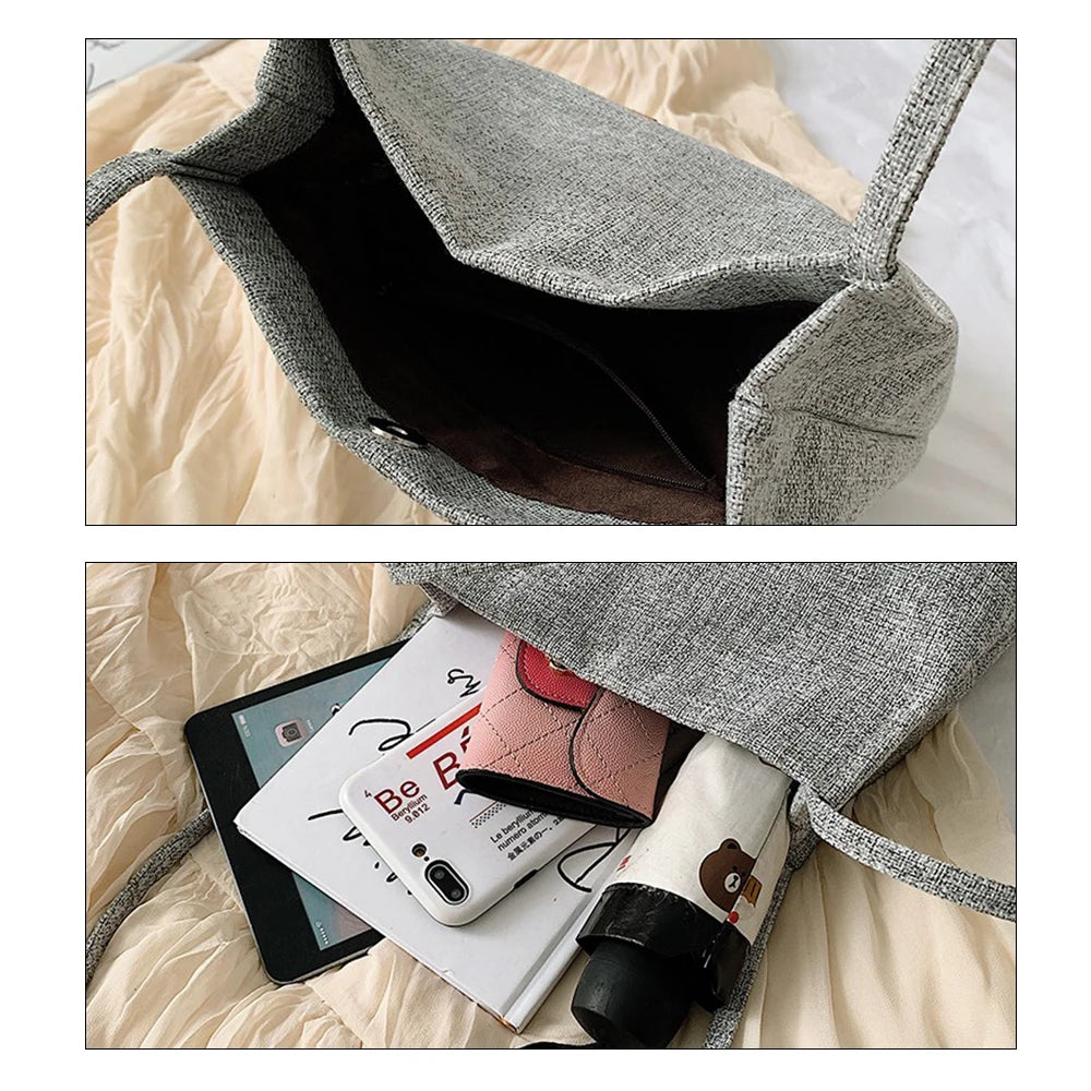 Summer Beach Bags Large Capacity Flax Shoulder Bag Casual Totes