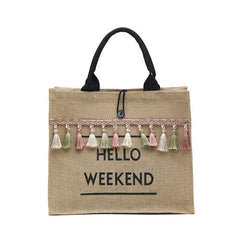 Tassel Shoulder Bag Large Capacity Beach Tote Casual Girls Shopping Bag