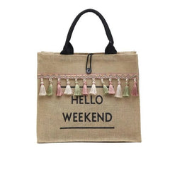 Women Summer Beach Bags Large Capacity Lady Tassel Shoulder Bag