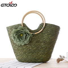 Women Summer Handbag Flower Straw Beach Bag Handbags & Crossbody Bags