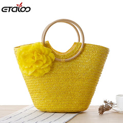 Women Summer Handbag Flower Straw Beach Bag Handbags & Crossbody Bags