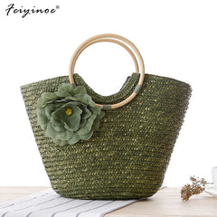 Women Summer Handbag Flower Straw Beach Bag Handbags & Crossbody Bags