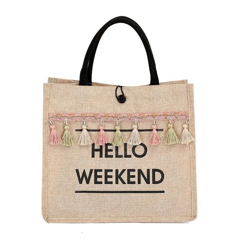 Women Summer Beach Bags Straw Handbags Lady Bag Big Letter Totes