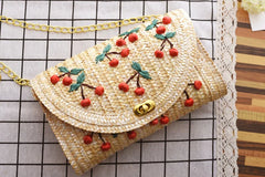 Women Summer Mini Straw Beach Tote Crossbody Bag Woven Handbag Clutch