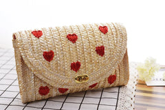 Women Summer Mini Straw Beach Tote Crossbody Bag Woven Handbag Clutch