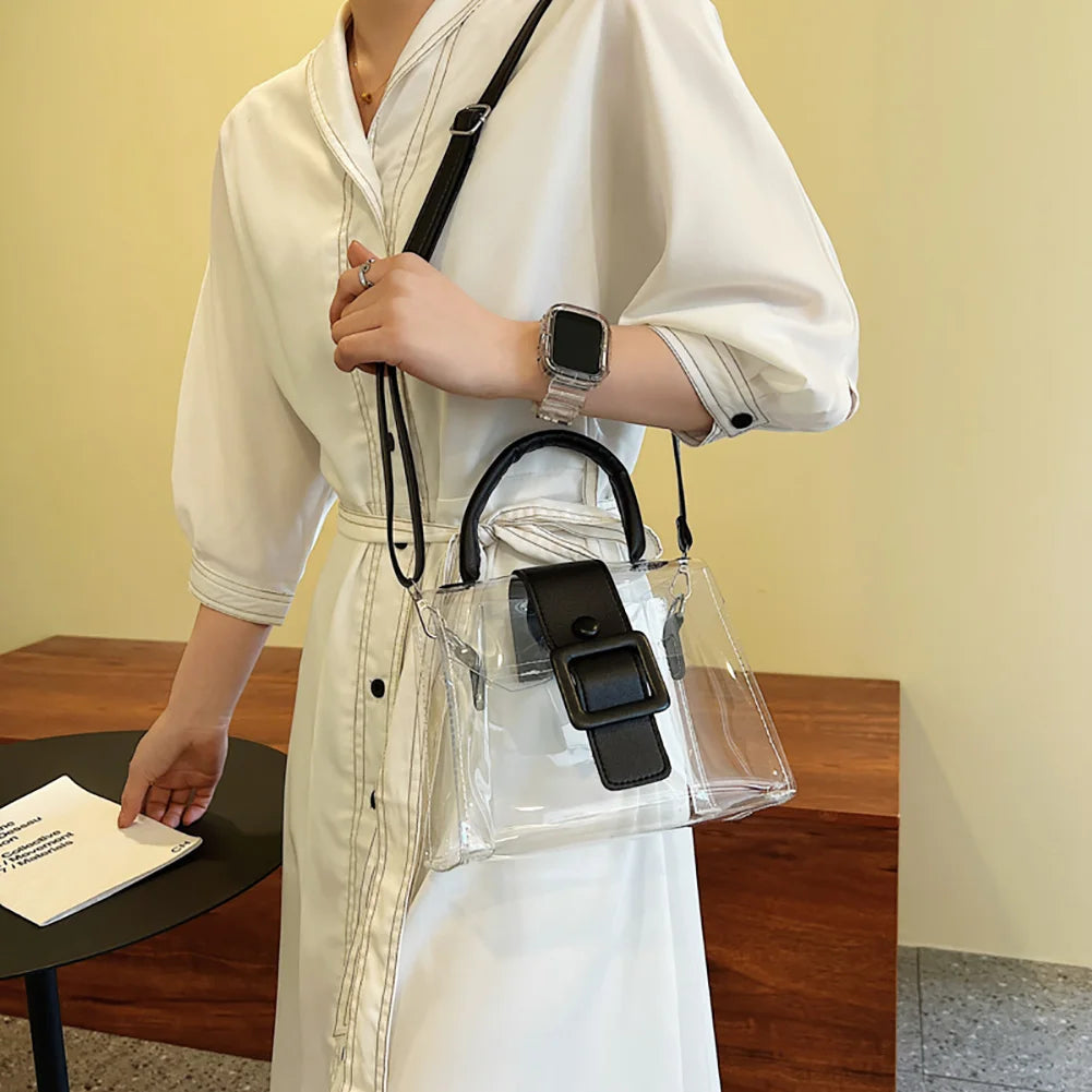 Women Summer PVC Clear Armpit Bags Ladies Pure Transparent Underarm Tote