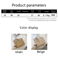Straw Shoulder Bag with Silk Scarf, Lightweight Tote Purse for Women