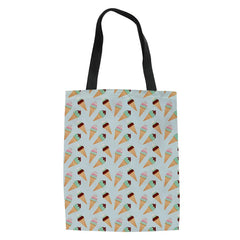 Women Supermarket Shopping Bag Cartoon Candy Ice Cream Canvas Tote Bags