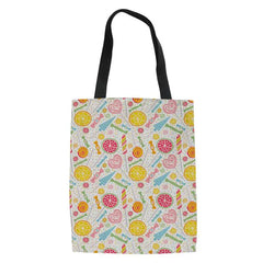 Women Supermarket Shopping Bag Cartoon Candy Ice Cream Canvas Tote Bags
