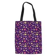 Women Supermarket Shopping Bag Cartoon Candy Ice Cream Canvas Tote Bags