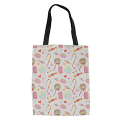 Women Supermarket Shopping Bag Cartoon Candy Ice Cream Canvas Tote Bags