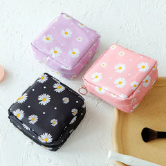 Women Tampon Daisy Storage Bag Sanitary Pad Pouch Napkin Cosmetic Bags Organizer