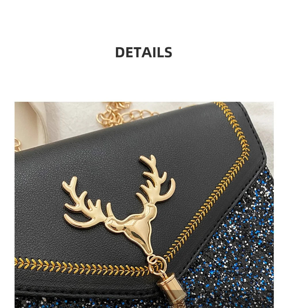 Women Tassel Deer Handbags Shoulder Bag Ladies Female Handbag Phone Purse