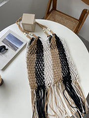 Women Tassel Woven Bag Summer Beach Shoulder Bags Casual Straw Handbag