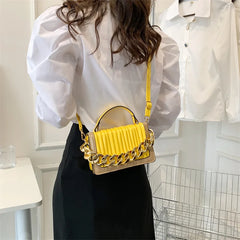 Women Textured Bag Chain Shoulder Small Square Bag Handbags