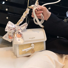 Women Textured Shoulder Bag Contrasting Colors Messenger Bags