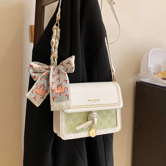 Women Textured Shoulder Bag Contrasting Colors Messenger Bags