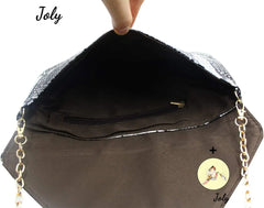 Snakeskin Envelop Clutch Handbag with Chain Strap