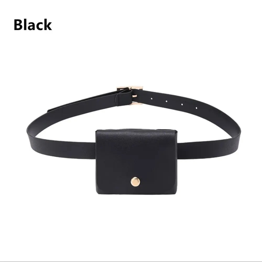 Women Thin Waist Bag Belt Bag Female High Flap Leather Fanny Pack