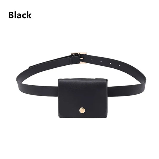 Women Thin Waist Bag Belt Bag Female High Flap Leather Fanny Pack