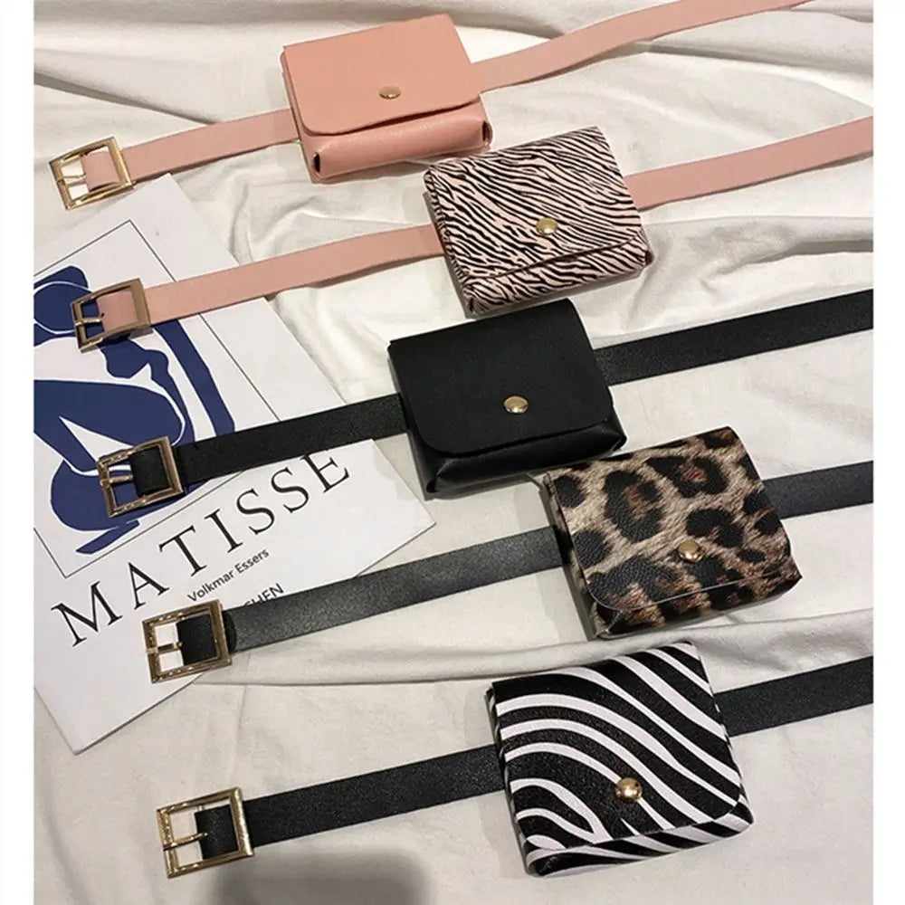 Women Thin Waist Bag Belt Bag Female High Flap Leather Fanny Pack