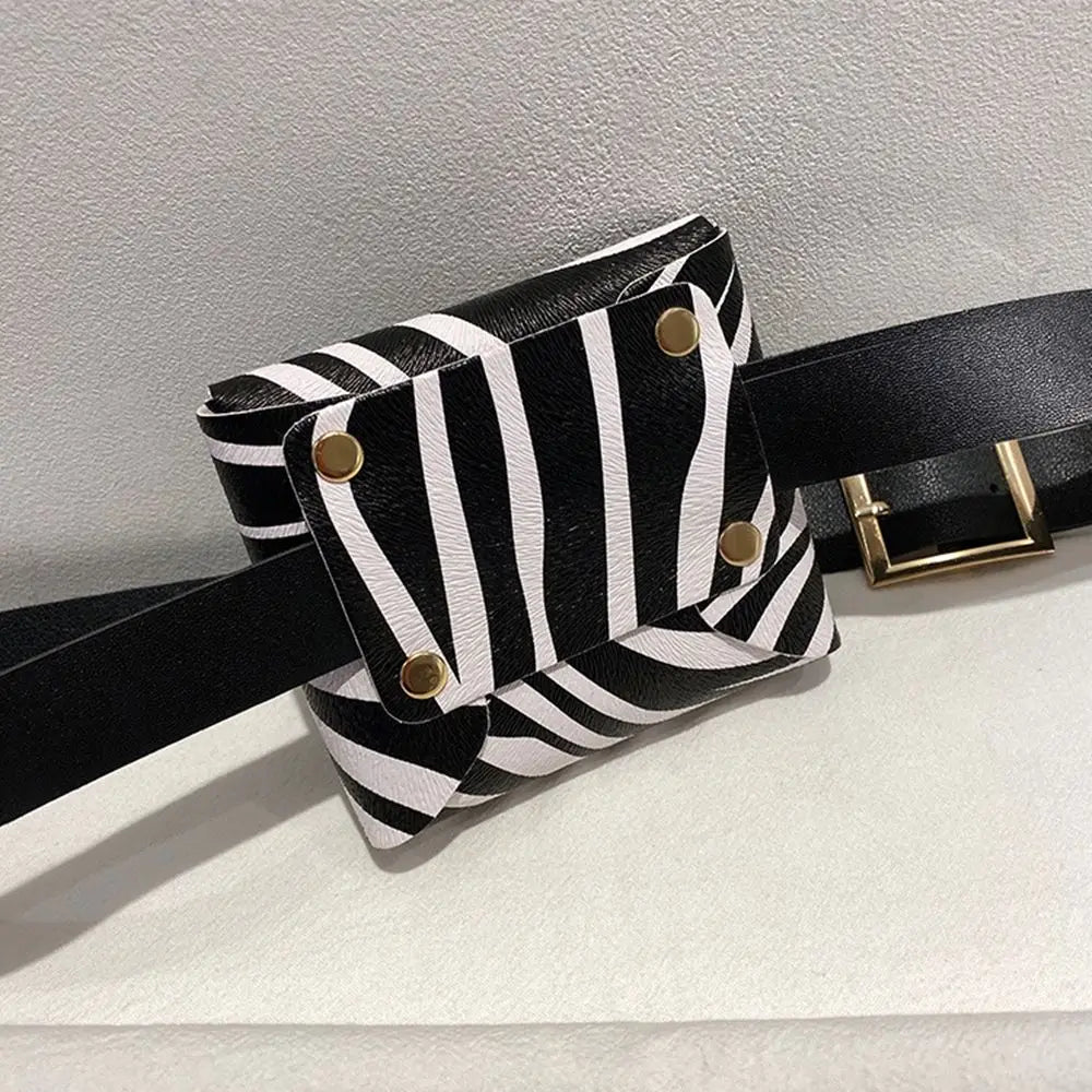 Women Thin Waist Bag Belt Bag Female High Flap Leather Fanny Pack