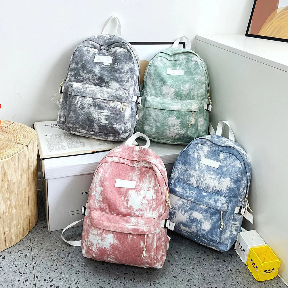 Tie Dye Print Backpack Preppy Style Large Rucksack Handbags