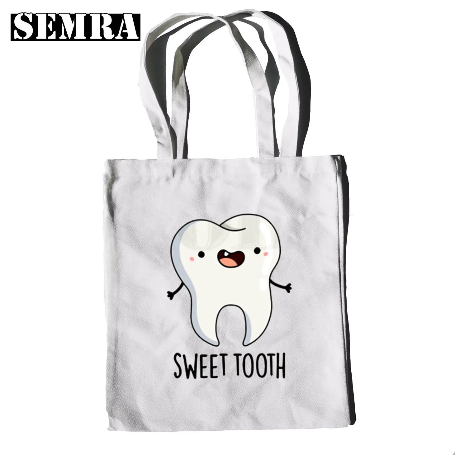 Funny Dentist Graphic Shoulder Bag Canvas Girl Handbag 90s Casual Shopping