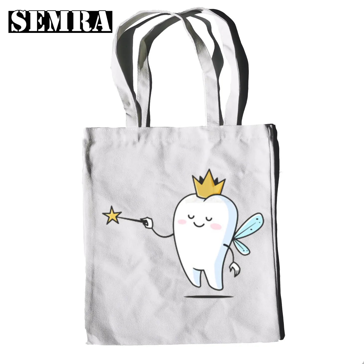 Funny Dentist Graphic Shoulder Bag Canvas Girl Handbag 90s Casual Shopping