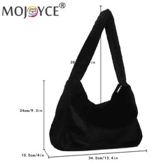 Fluffy Top Handle Bag Soft Tote Shoulder Bag Zipper Girls Cosmetic Holder