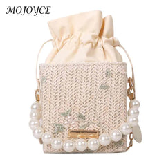 Women Straw Beach Shoulder Bags Hand-Woven Fashionable Handbags