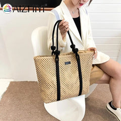 Straw Beach Shoulder Bags Solid Bags Ladies Traveling Shopping Handbags