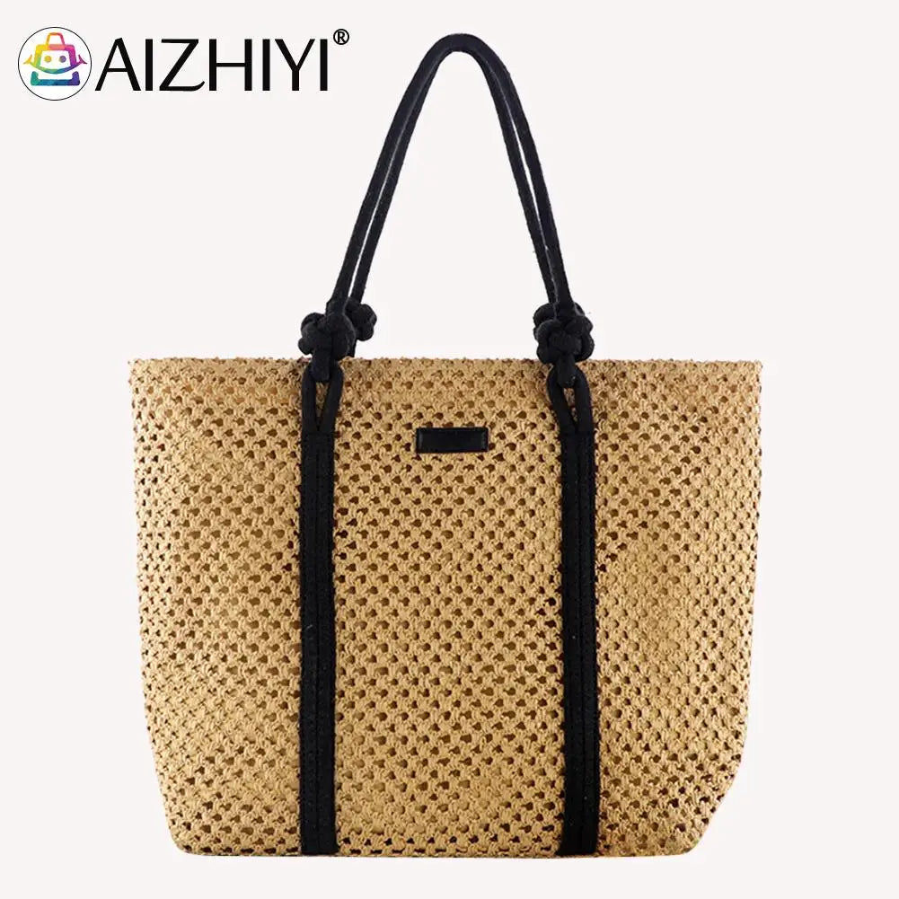 Straw Beach Shoulder Bags Solid Bags Ladies Traveling Shopping Handbags