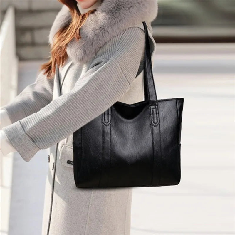 Women Top-handle Bags PU Leather Tote Bag Large Capacity Shoulder Bags